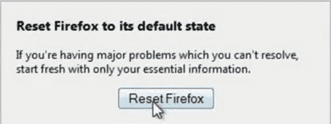 Clicking Reset Firefox, Image Credit : Screen Shot