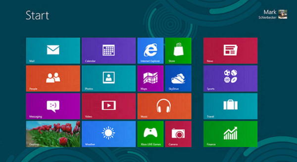 Windows 8 Start Screen, Image Credit: Microsoft