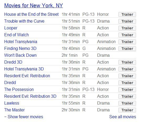 YouTube Movie Trailers On Google's Search Results Page