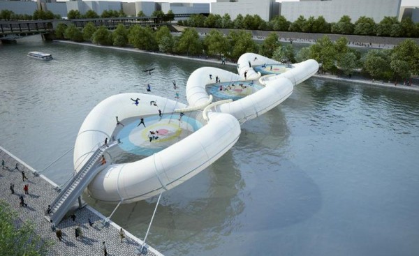Proposed Inflatable Trampoline Bridge Over The River Seine