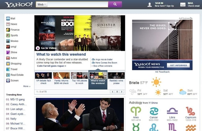 Yahoo's redesigned homepage