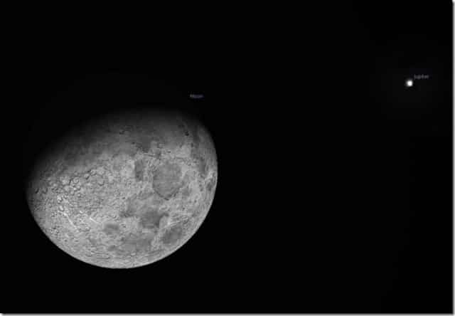 Appearance Of Moon And Jupiter