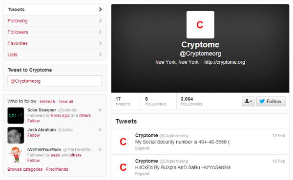 Hacked cryptome account