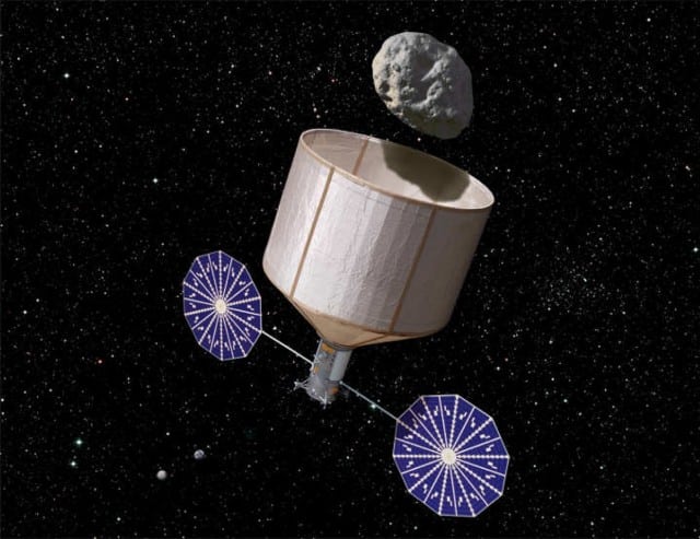 Asteroid Retrieval Spacecraft Capturing Asteroid