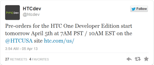 Announcement Of Pre-order Of HTC One