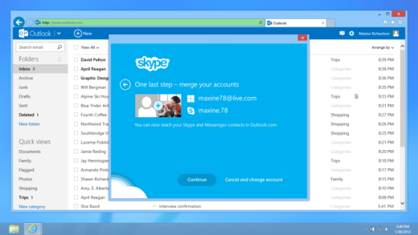 Outlook.com skype calls