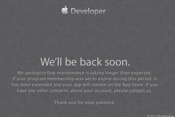 Notification Of Apple Developer Site Down