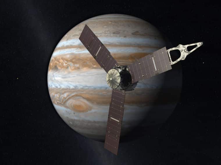 NASA's Juno Spacecraft With Jupiter In The Background