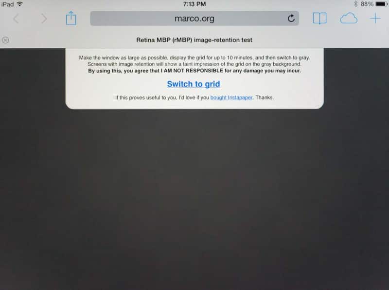 iPad Mini image retention test