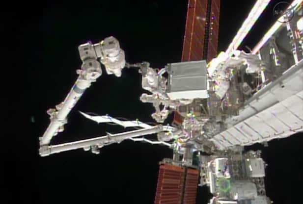NASA Astronauts Fixing Critical Cooling Line Leakage At ISS