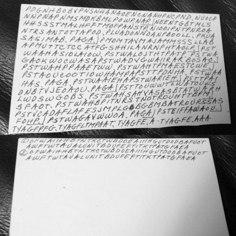 Code Written By Dorothy Holm On The Front & Back Of Index Cards Before Death