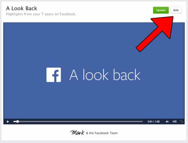Edit-button On Facebook Look Back