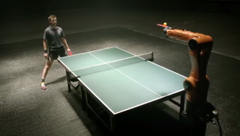 Table Tennis Match Between Man vs Robot