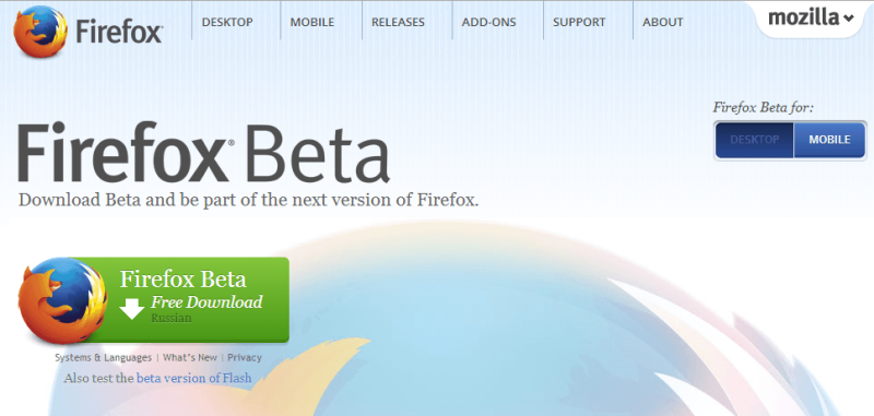 Firefox Beta 29