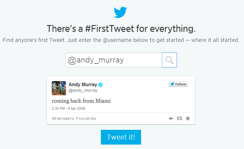First Tweet Of Andy Murray