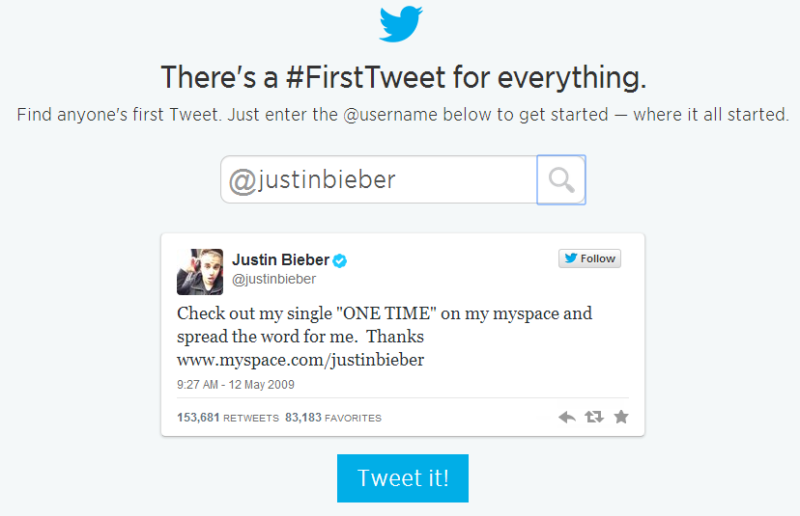 First Tweet Of Justin Bieber