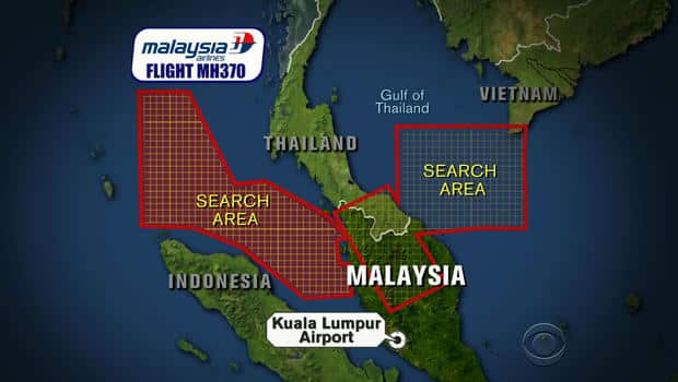 Searching-Area-Of-missing-Malaysian-airliner