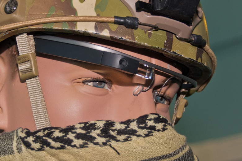 Air Force dummy wearing Google Glass
