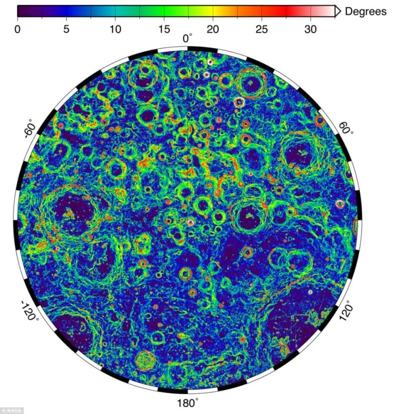 Laser pulses sent by the Lunar Orbiter Laser Altimeter to the surface of the Moon from the orbiting spacecraft