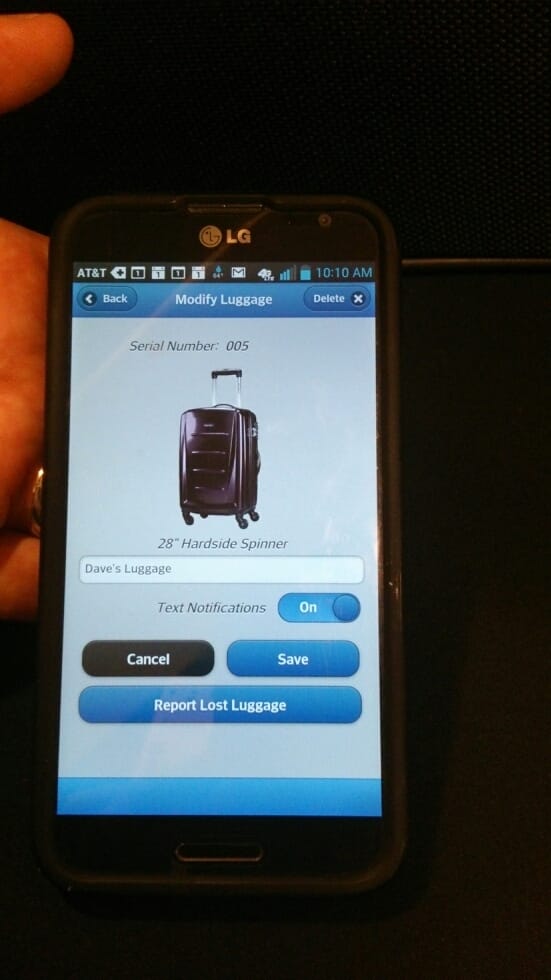 AT&T luggage tracker