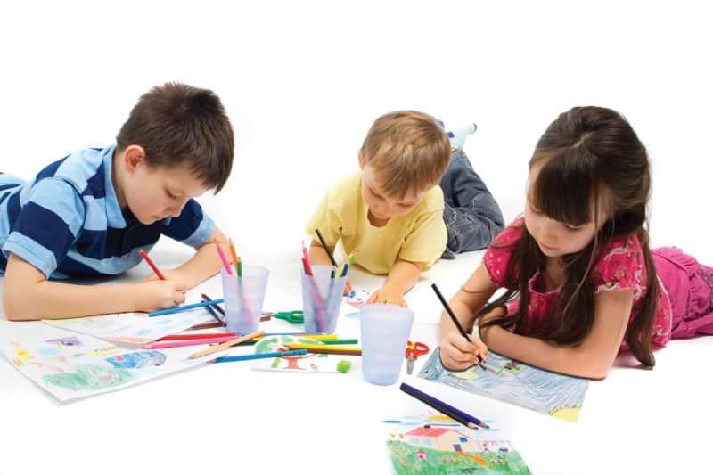 Children Drawing Together