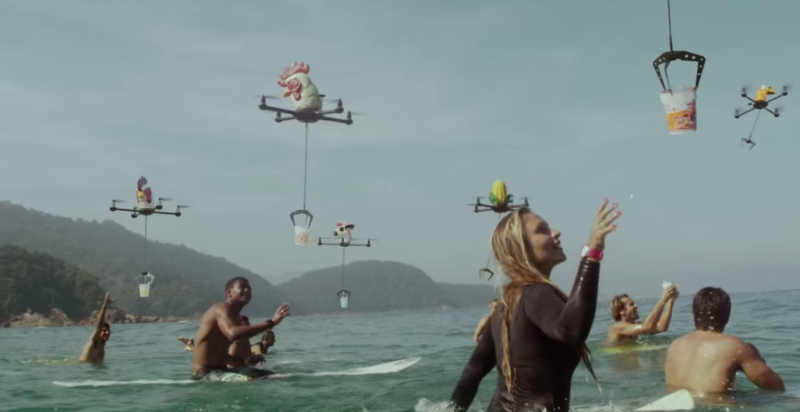 Drones Delivering Noodles In Cup