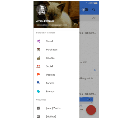 Navigational Bar Of Basic Sections In Inbox