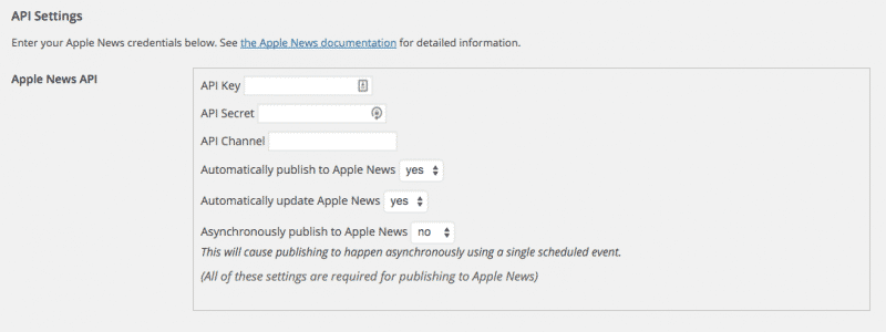 Apple News API Form