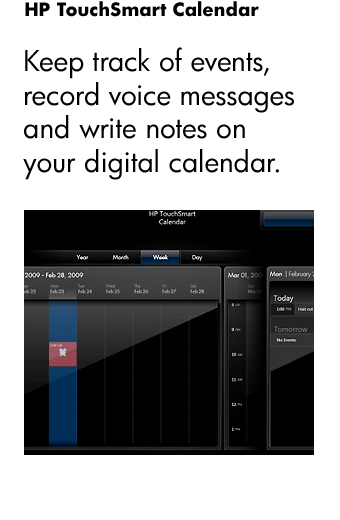 HP TouchSmart Calendar