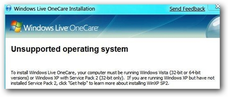 Windows 7 Live OneCare Not Working