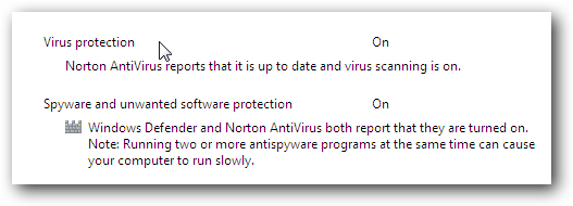 Windows 7 Norton Action  Center Message