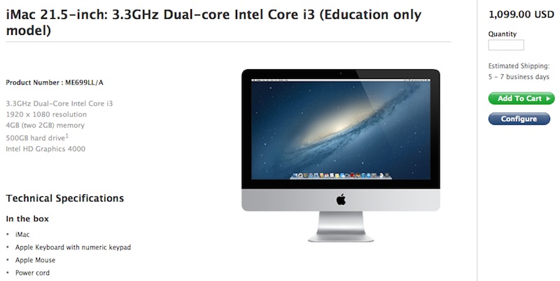 Education only model 21.5-Inch iMac