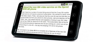 Read more about the article Qik two-way video call on Sprint EVO 4G the video call is free