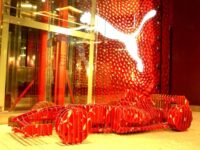 Formula 1 race car replica made from recycled boxes of Puma shoe