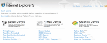 Microsoft Internet Explorer 9 Support HTML5