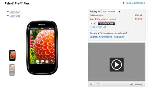 Read more about the article Verizon Wireless Offering Discounted Palm Pre Plus At $30