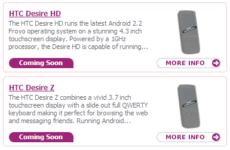 HTC Desire Z and Desire HD Coming Soon