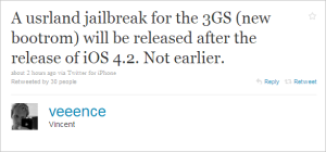 Read more about the article Userland Jailbreak for iPhone 3GS,iPod Touch 3G Will Be Release After iOS 4.2