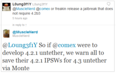 Save iOS 4.2.1 IPSW File if You Want Untethered iOS 4.3 Jailbreak