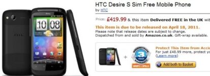 HTC Desire S To Be Released on April 18 With a Price Tag £419