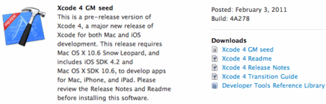 Apple Released Xcode 4 GM to Developers