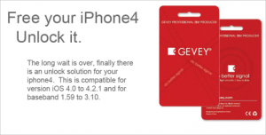Read more about the article Unlock iPhone 4, iOS 4.3 / 4.2.1 On 2.10.04 / 3.10.01 Baseband With Gevey Turbo SIM