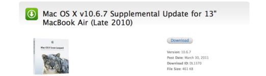 Apple Updated Mac OS X 10.6.7 For 13″ MacBook Air