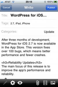Read more about the article WordPress Updated to Version 2.7.2 for iOS