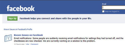 Facebook Accidentally Resets Email Notifications