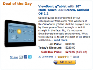 Read more about the article Viewsonic G-Tablet Priced at $279 on Amazon