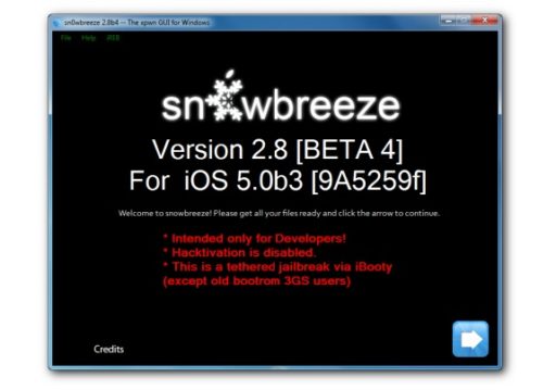 Read more about the article Download Sn0wbreeze 2.8b4 For iOS 5.0b3 Jailbreak