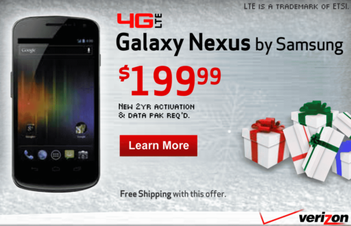 Read more about the article Samsung Galaxy Nexus For $199 At Verizon