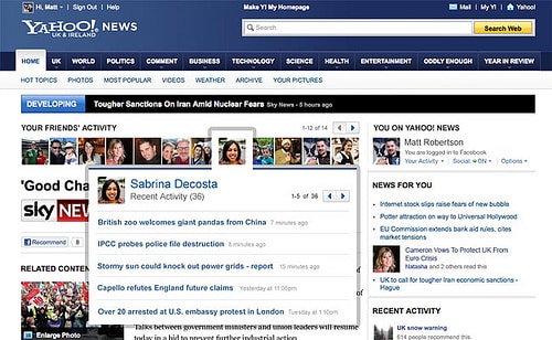 Read more about the article Yahoo Looking to Extend Facebook Integration to 26 New Products