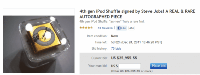 iPod Shuffle Signed By Steve Jobs On Sale For $25,000!!